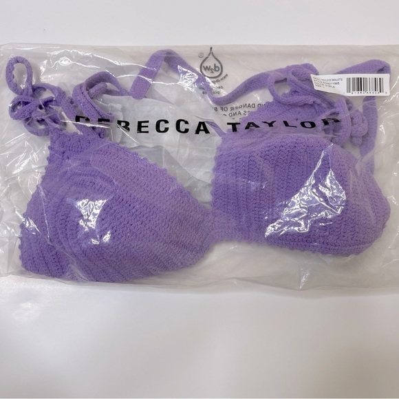 NEW Rebecca Taylor Purple Poolside Crocheted Bralette US L - Picture 3 of 4